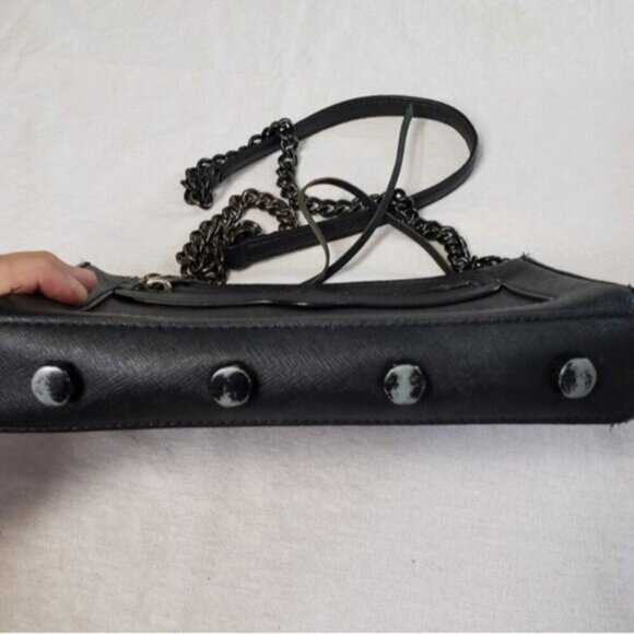 Rebecca Minkoff Avery Black Saffiano Leather Crossbody Bag Purse Studded Chain - Picture 10 of 16